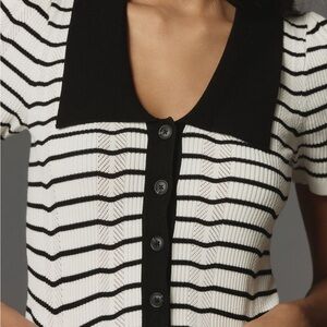 Maeve by Anthropologie Short-sleeve collared sweater cardigan